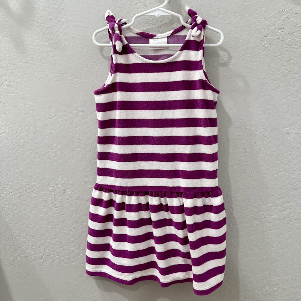 Hanna Andersson Purple Stripe Terry Cloth Tank Dress